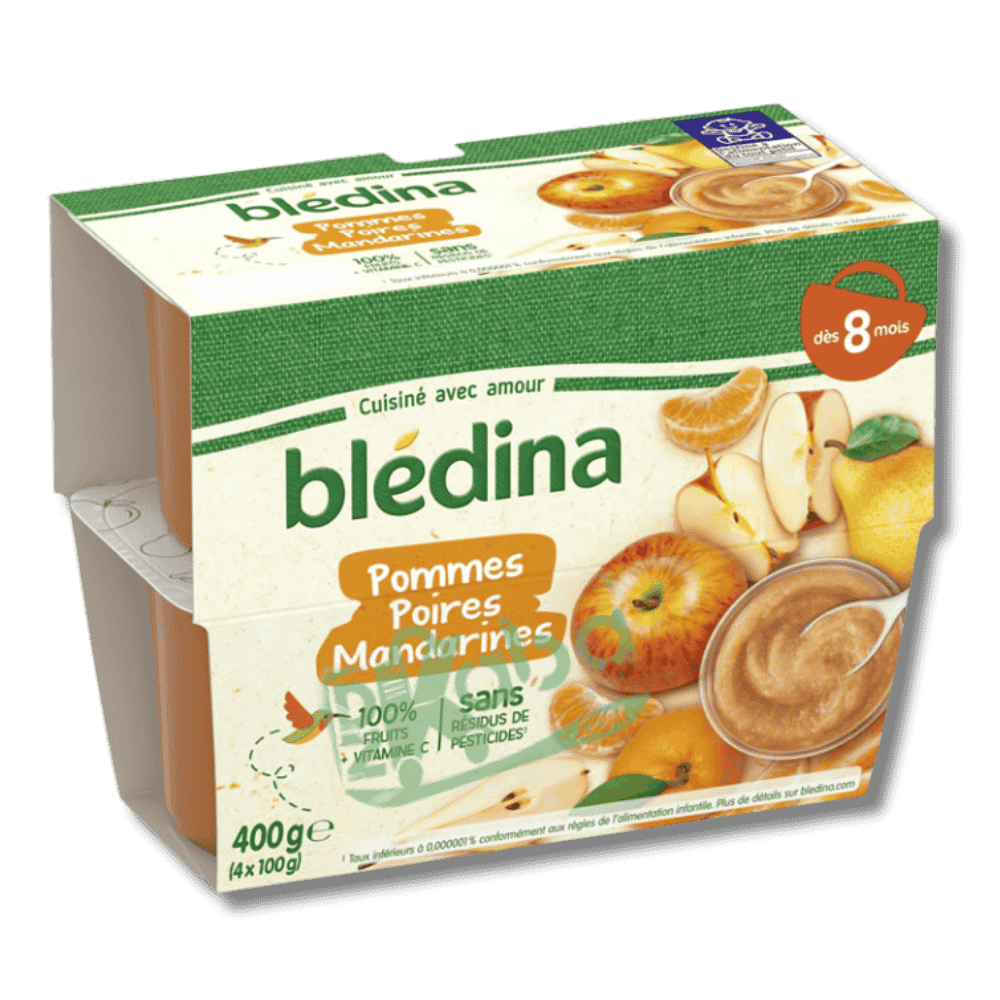 Blédina Apple Pear Mandarin SugarFree 4x100g