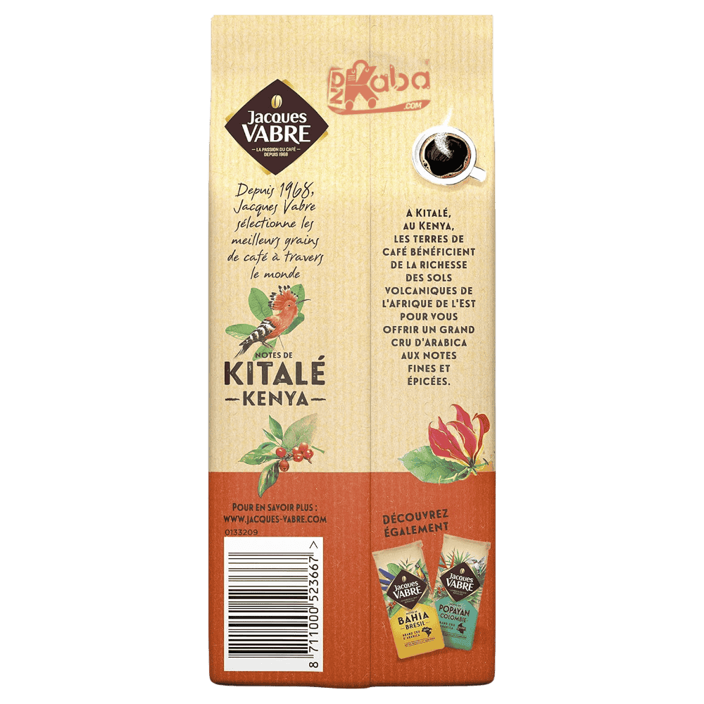 Jacques Vabre Ground Coffee Notes de Kitalé Kenya Grand Cru d’Arabica 250g F