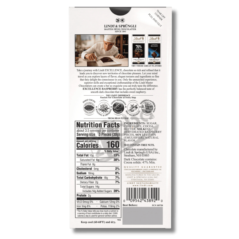 Lindt Excellence Chocolat Noir Framboise 100g