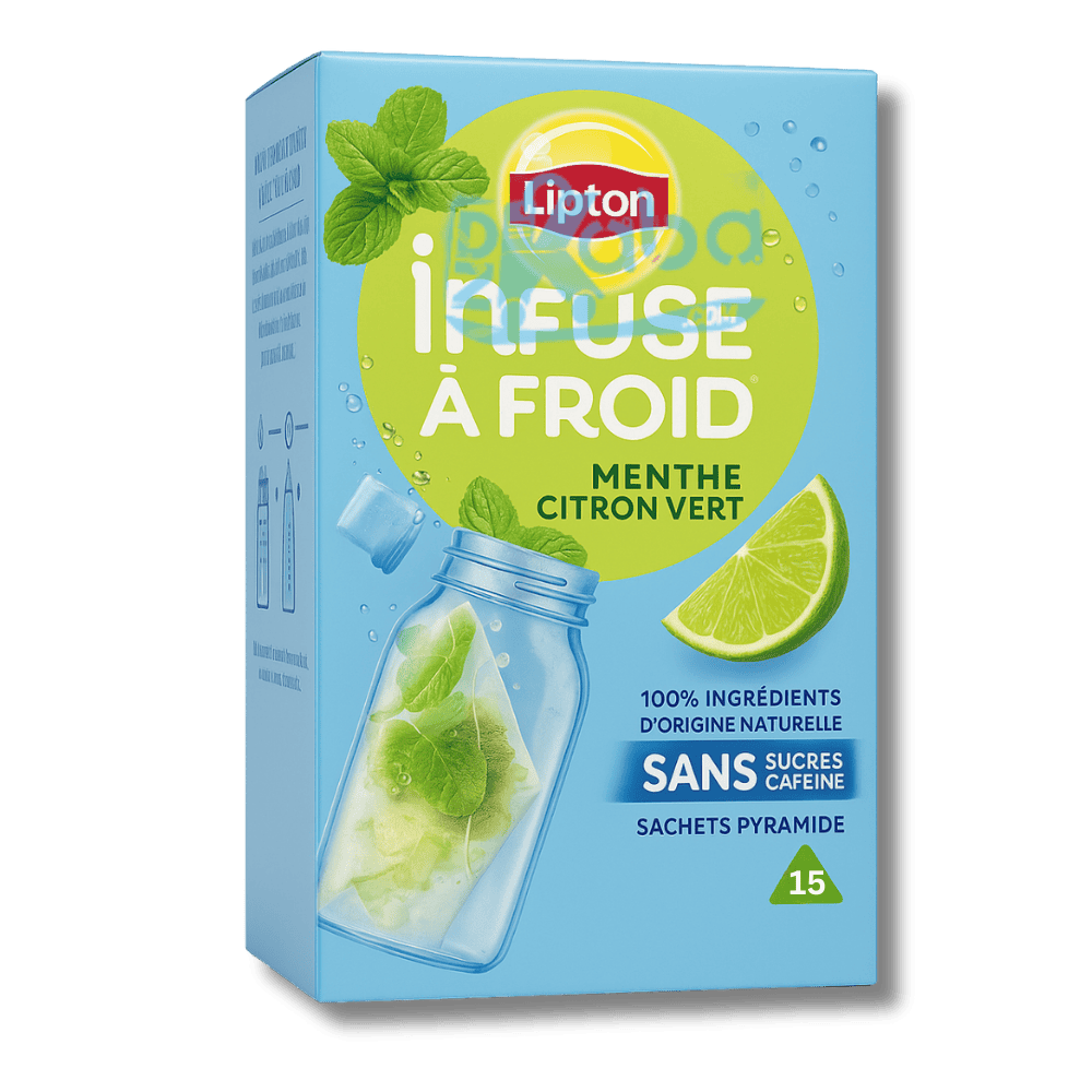 Lipton Thé Infusé Froid Menthe Citron Vert T15