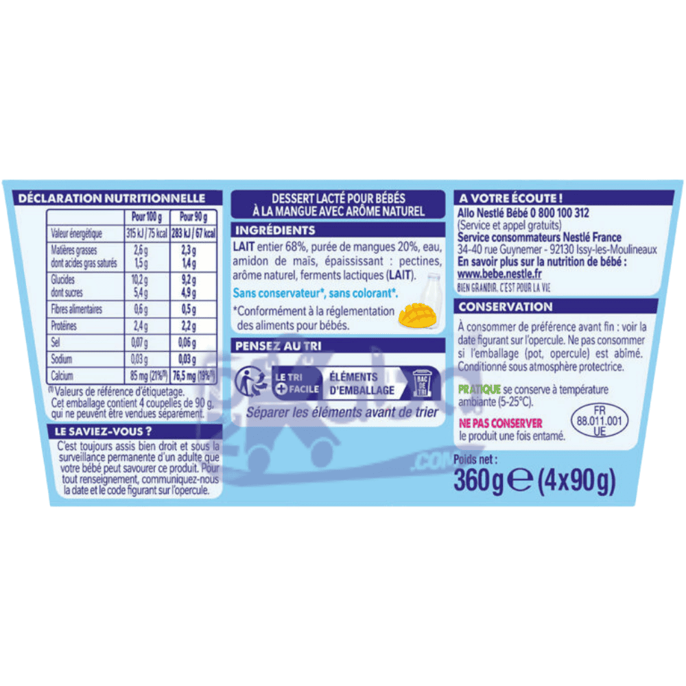 Nestlé P’tit Brassé Mango 4x90g