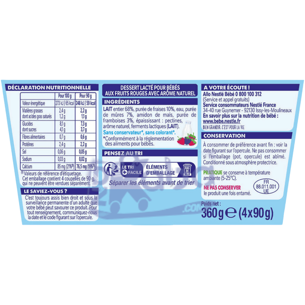 Nestlé P’tit Brassé Red Fruits 4x90g