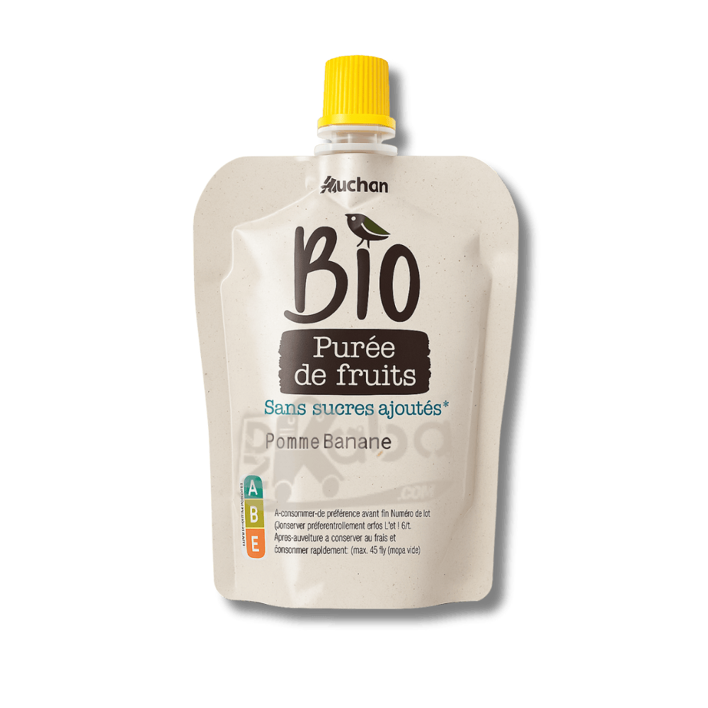 Auchan BIO Fruit Purée Apple Banana Sugar Free 90g
