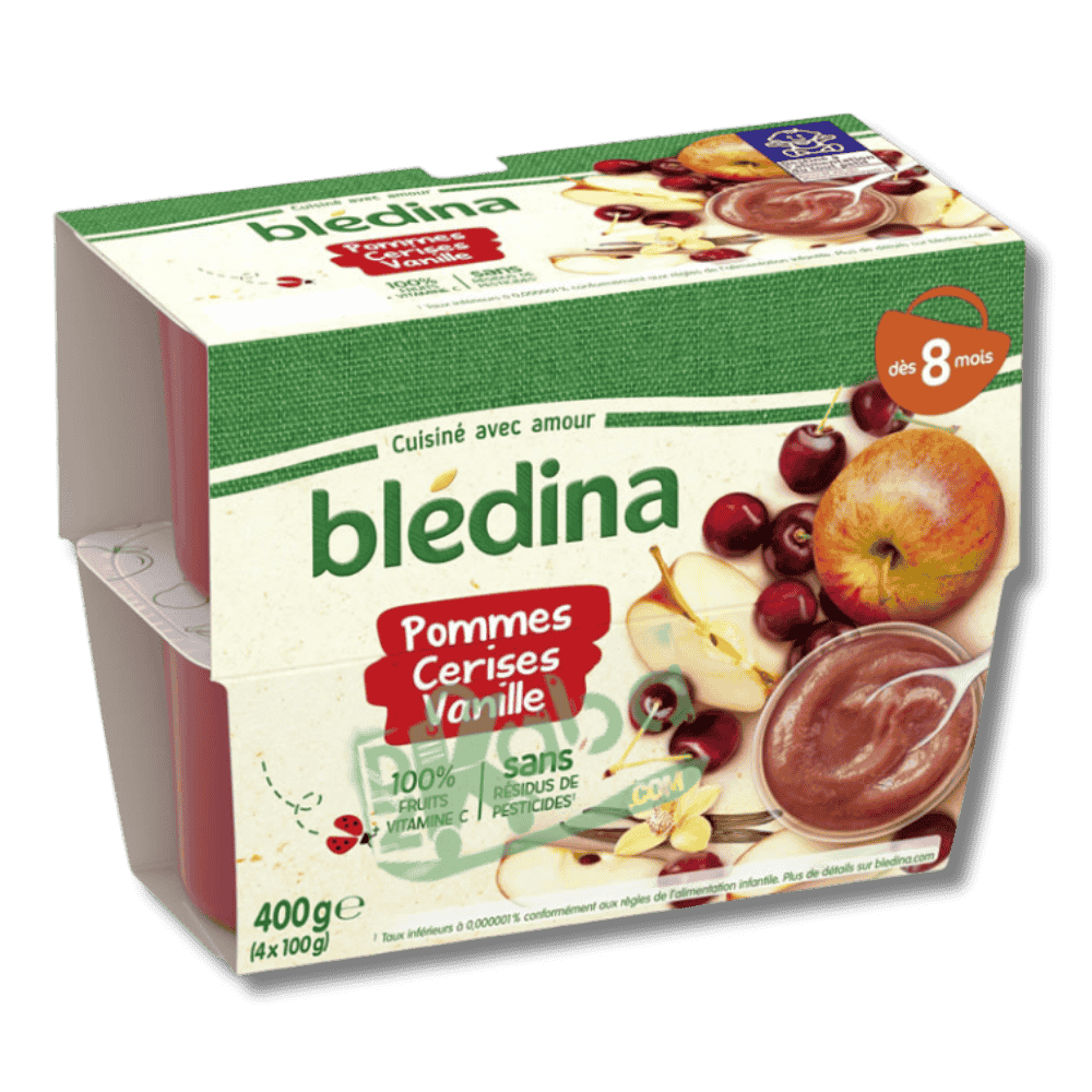 Blédina Pommes Cerises Vanille Sans Sucre 4x100g