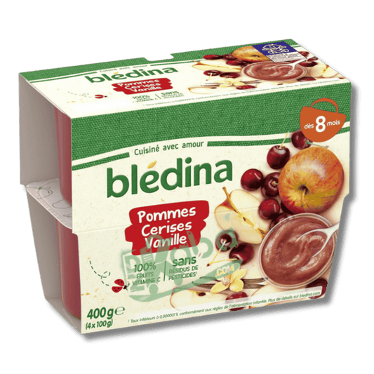 Blédina Apples Cherries Vanilla Sugar Free 4x100g
