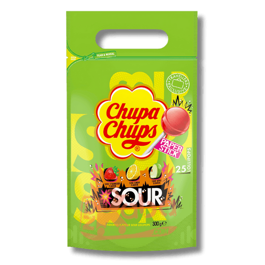 Chupa Chups Lollipops Sour Assorted Flavours T25