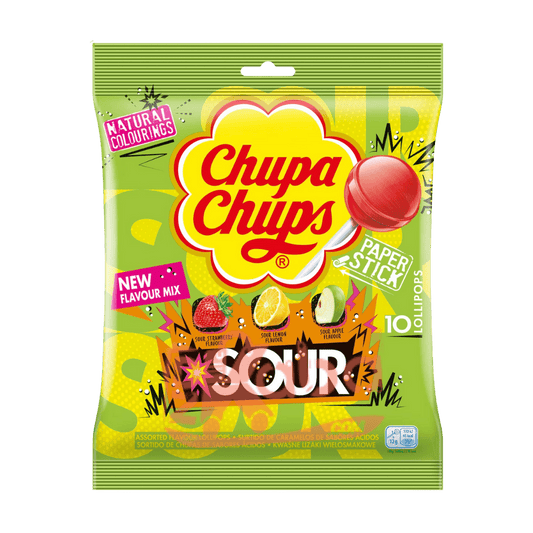 Chupa Chups Lollipops Sour Assorted Flavours T10