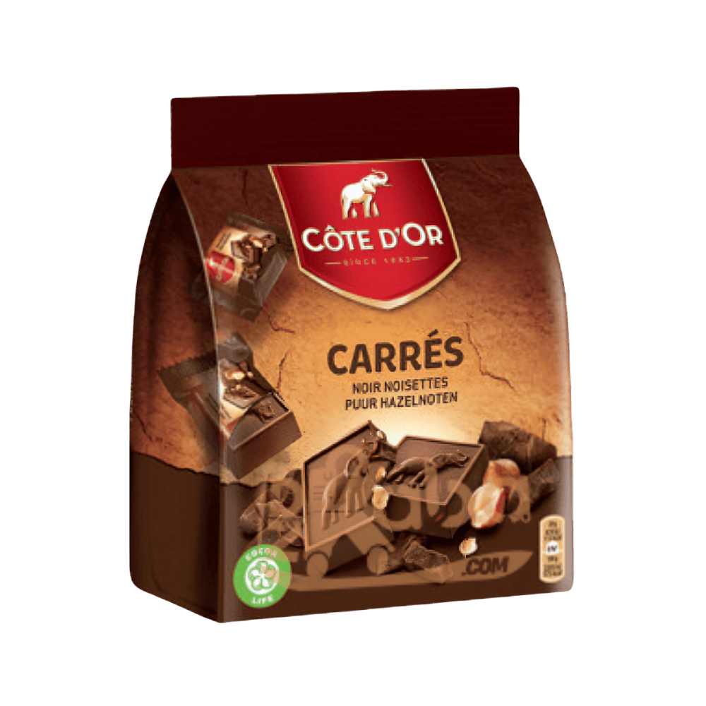 Carrés de chocolat noir Côte d'Or aux noisettes entières T10