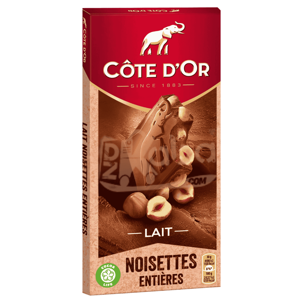Chocolat au lait Côte d'Or aux noisettes entières 180 g
