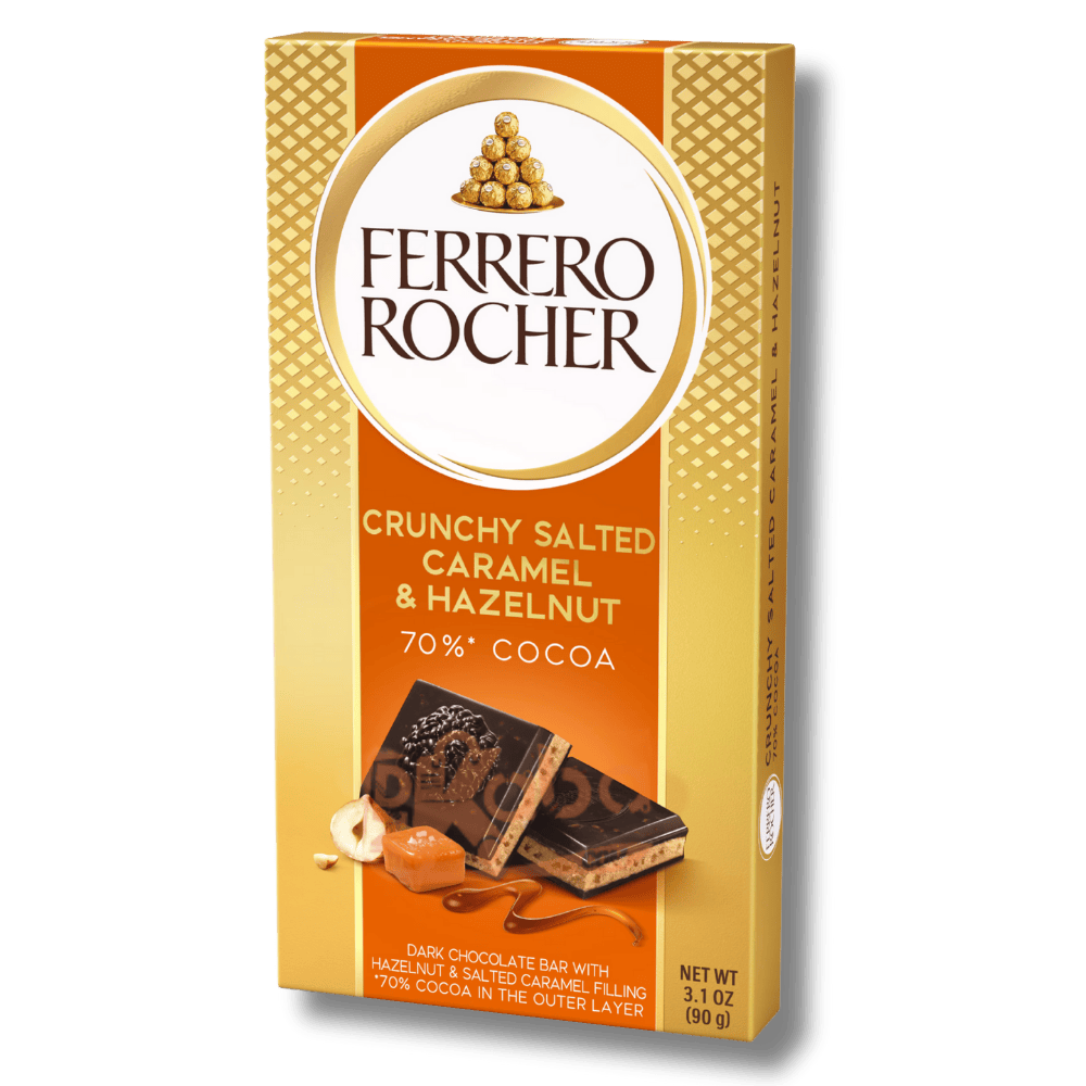 Ferrero Rocher Chocolat Noir 70 % Cacao Caramel Salé Croquant et Noisette 90 g