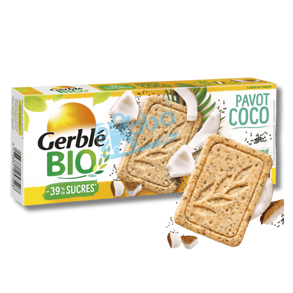 Biscuits bio Gerblé au pavot et à la noix de coco 132 g