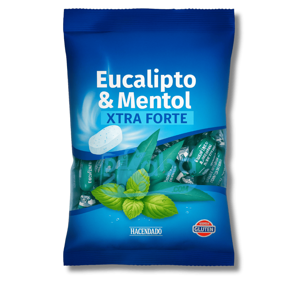 Bonbons Hacendado Eucalyptus &amp; Menthol Xtra Forte Sans Sucre 90g