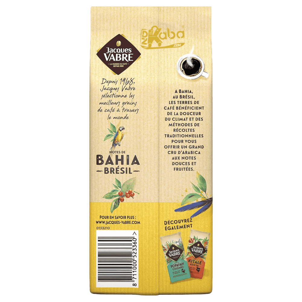 Jacques Vabre Ground Coffee Notes de Bahia Brésil Grand Cru d’Arabica 250g B