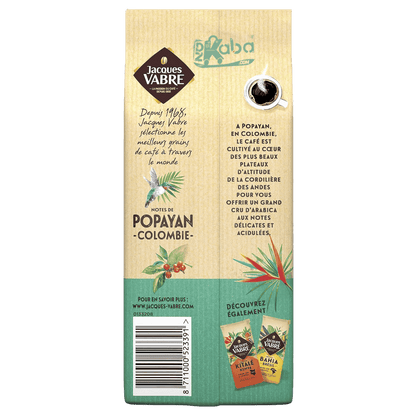 Jacques Vabre Ground Coffee Notes de Popayan Colombie Grand Cru d’Arabica 250g F