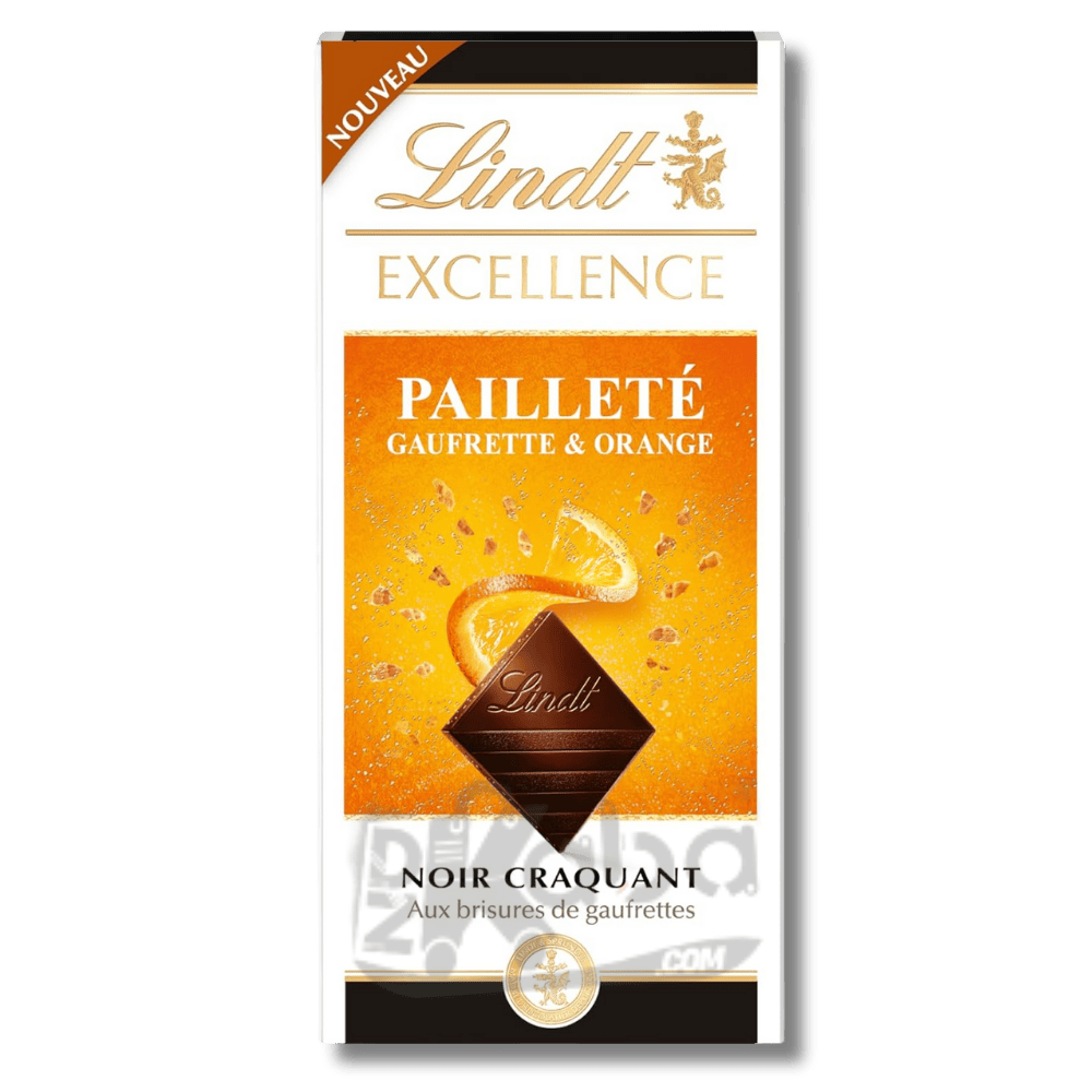 Lindt Excellence Pailleté Gaufrette &amp; Orange Foncé 100g