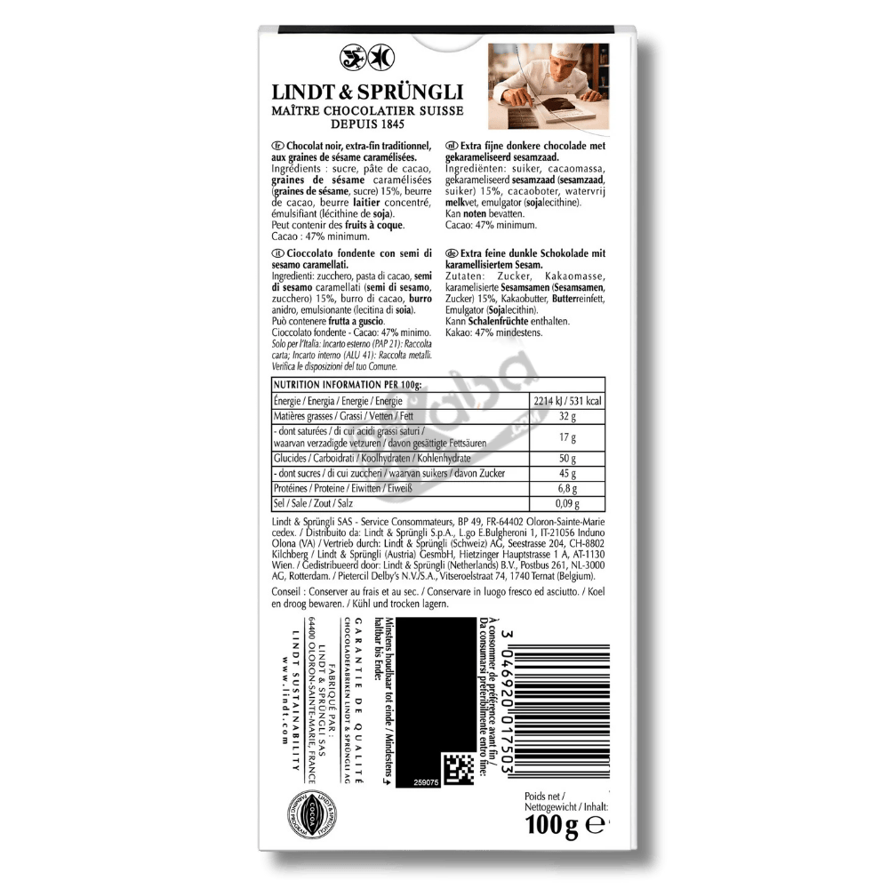 Lindt Excellence Sésame Noir 100g