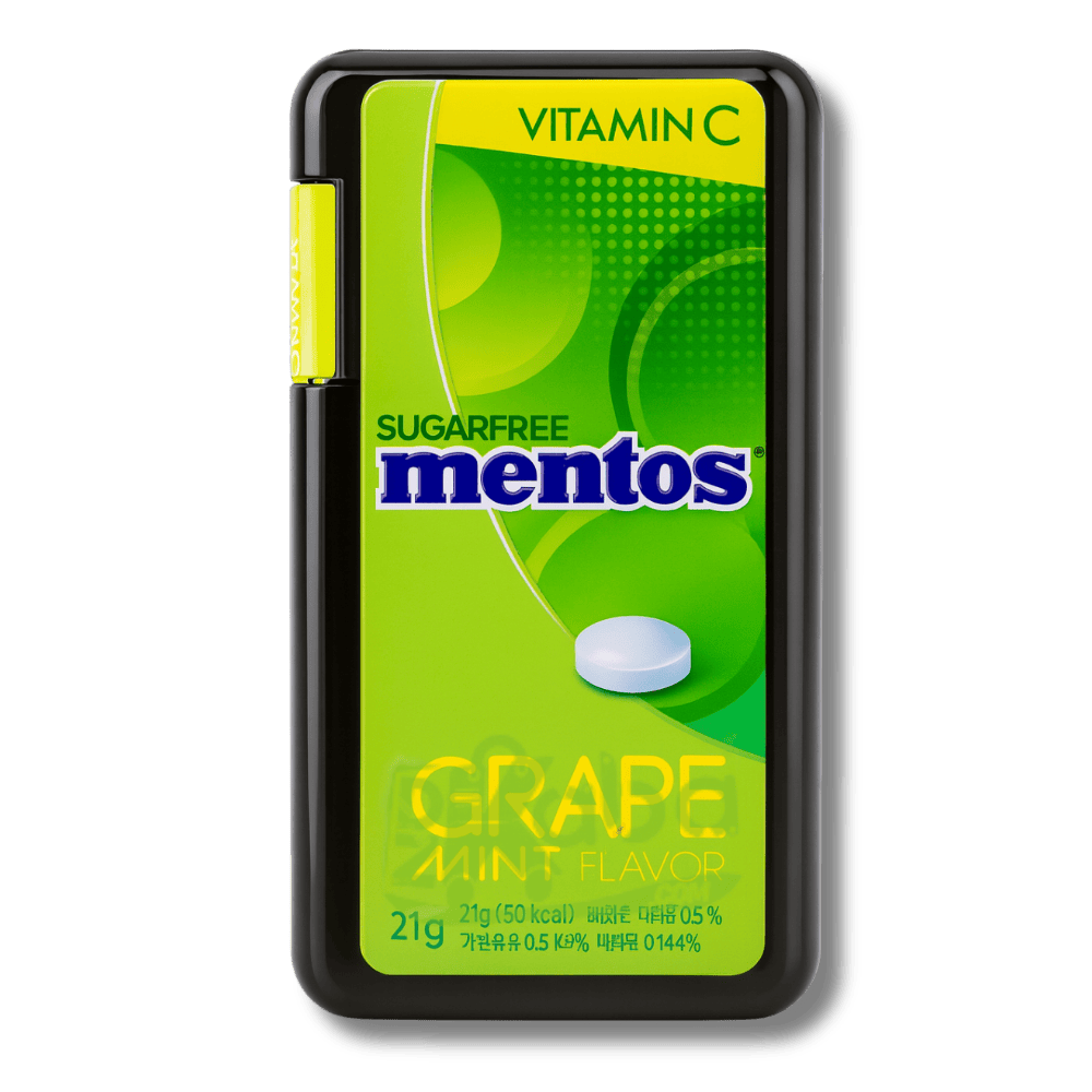 Mentos saveur raisin et menthe, sans sucre, vitamine C, 21 g