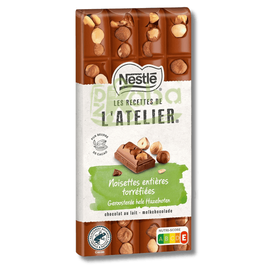 نستله Les Recettes de L'Atelier شوكولاتة الحليب بالبندق المحمص الكامل 170 جرام