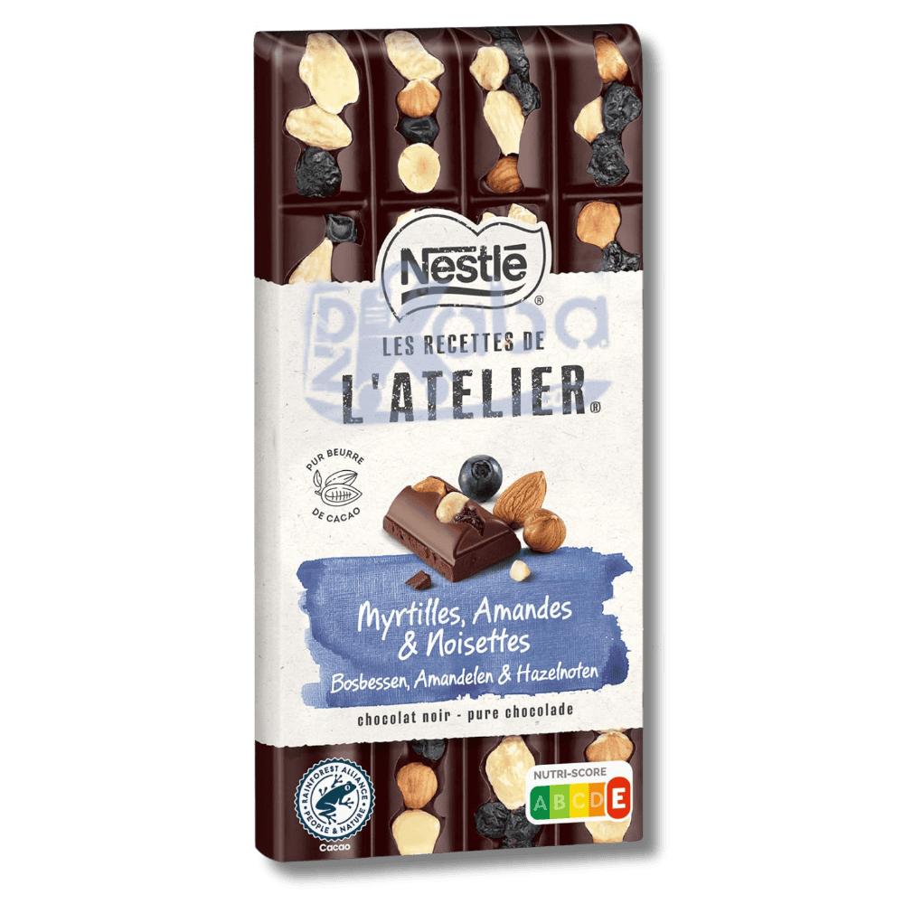 نستله Les Recettes de L'Atelier شوكولاتة داكنة بالتوت واللوز والبندق 170 جرام