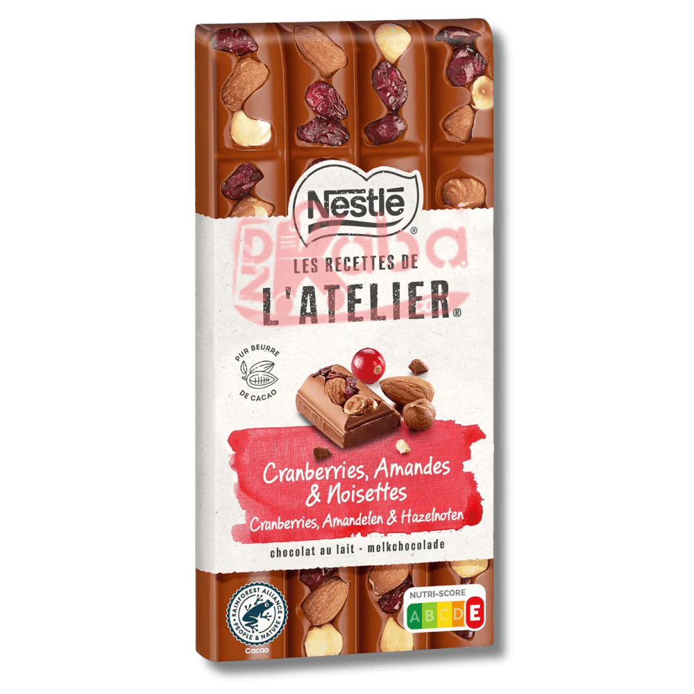 نستله Les Recettes de L'Atelier شوكولاتة الحليب بالتوت البري واللوز والبندق 170 جرام