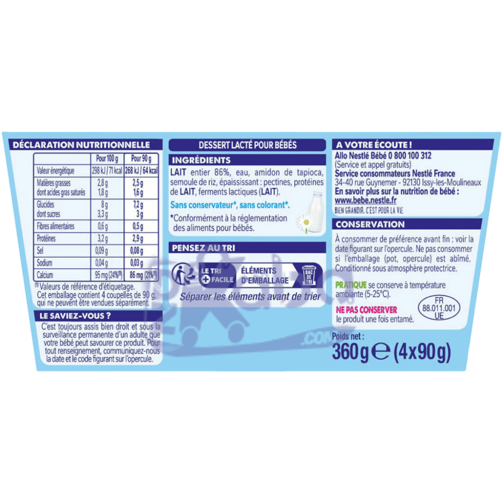 Nestlé P’tit Brassé Nature 4x90g
