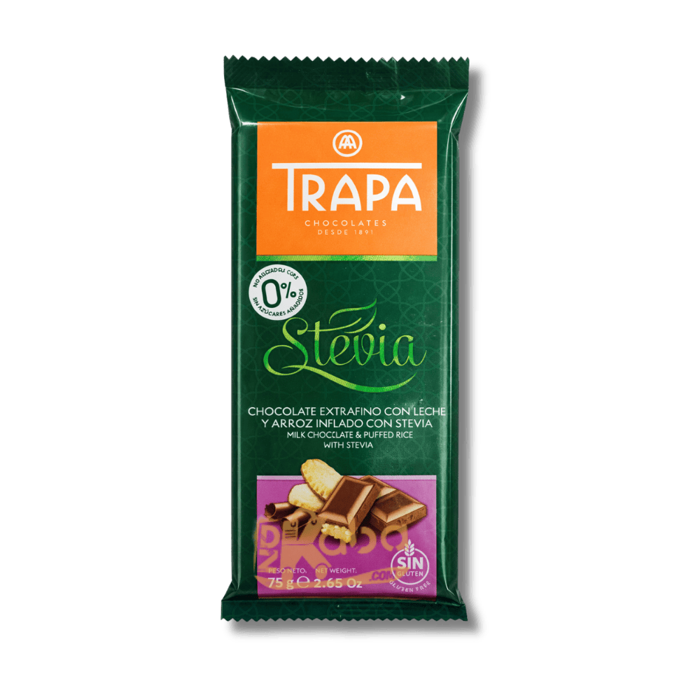 Trapa Milk Chocolate Puffed Rice Stevia Sugar Free 75g